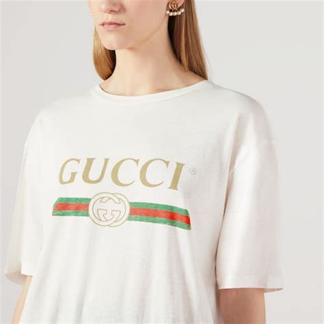 gucci white logo print t-shirt|authentic gucci t shirts.